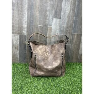 Y2K Western Shoulder Bag Brown Distressed Leather Look Cowgirl Purse